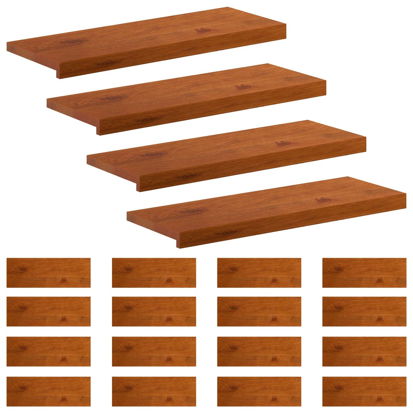 Trappe Tread 20 stk. 80 x 25 x 2 cm Brun Massivt Eg Træ