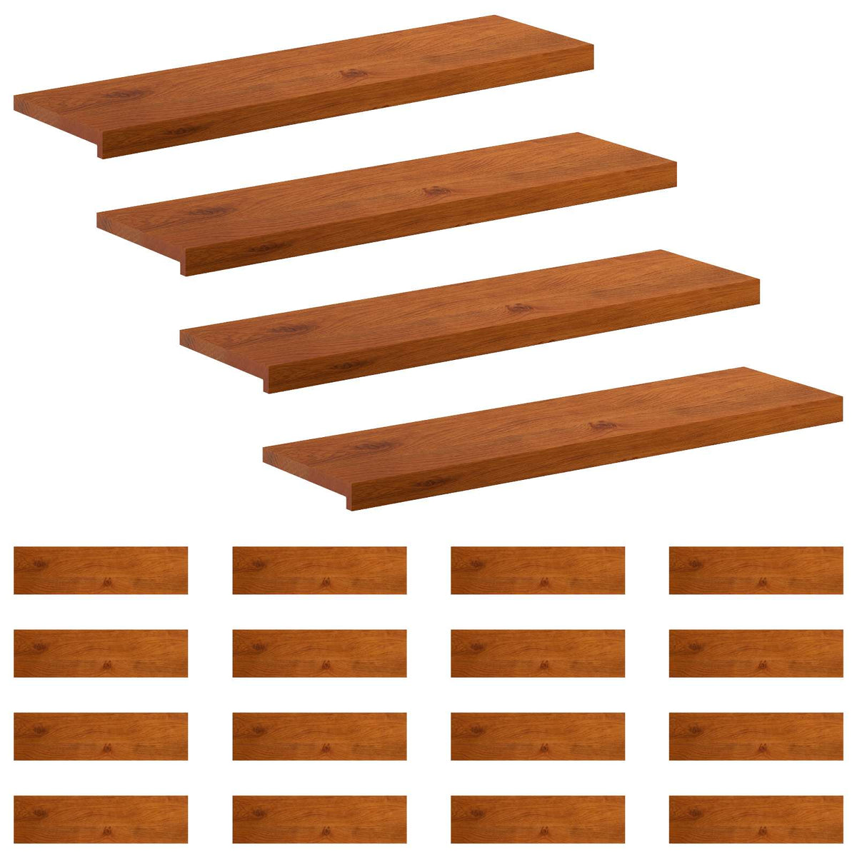 Trappe Tread 20 stk. 90 x 25 x 2 cm Brun Massivt Eg Træ