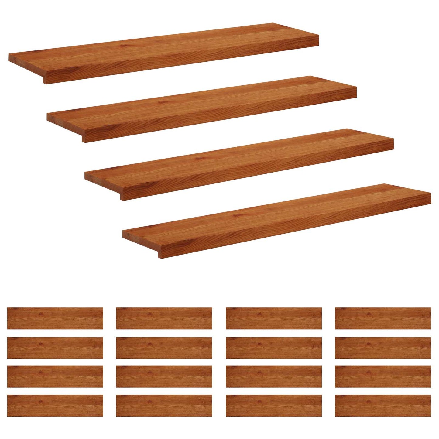 Trappe Tread 20 stk. 120 x 30 x 2 cm Brun Massivt Eg Træ