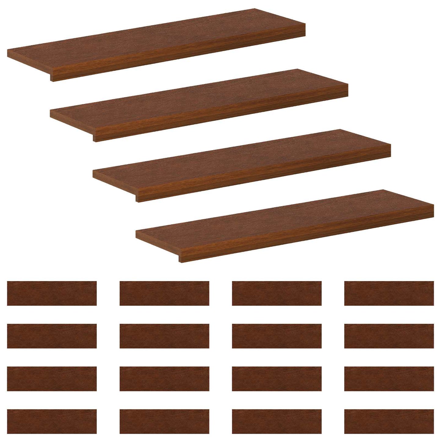 Trappe Tread 20 stk. 90 x 25 x 2 cm Mørk Brun Massivt Eg Træ