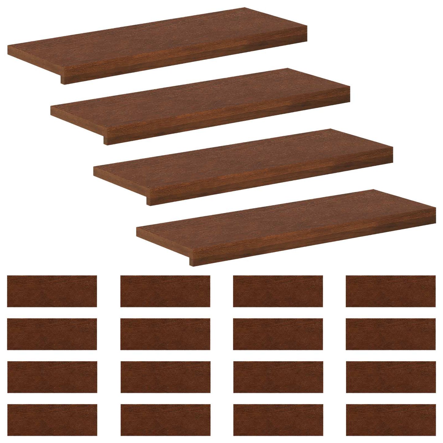 Trappe Tread 20 stk. 70 x 30 x 2 cm Mørk Brun Massivt Eg Træ
