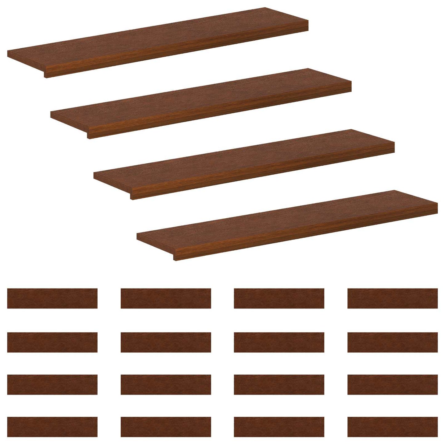 Trappe Tread 20 stk. 120 x 30 x 2 cm Mørk Brun Massivt Eg Træ