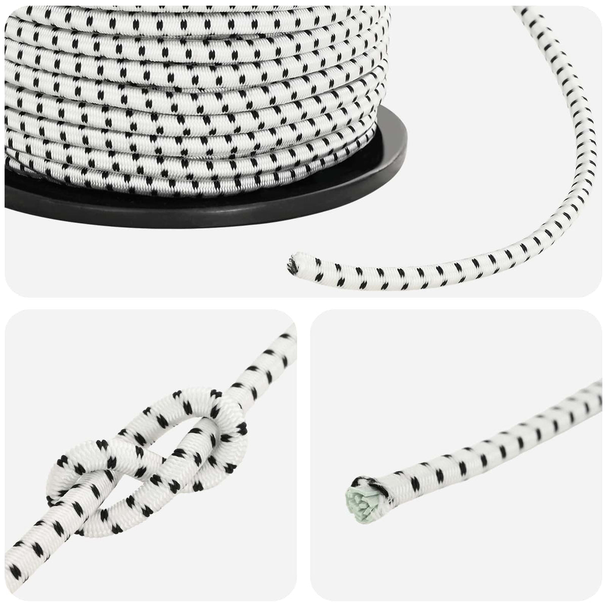 Bungee Snore 4 mm Sort og Hvid PP og gummi