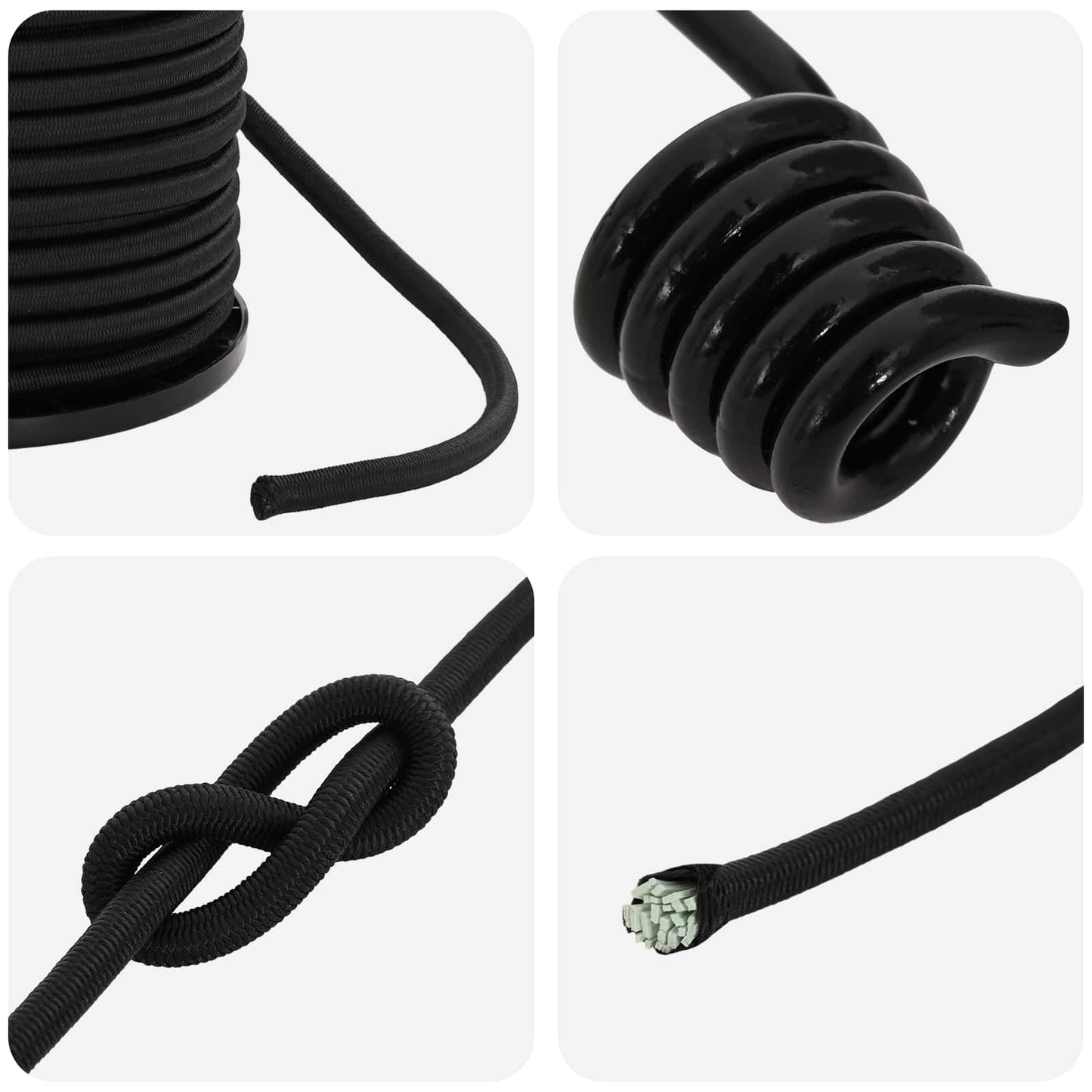Bungee Snore med Krog 4 mm Sort PP og gummi
