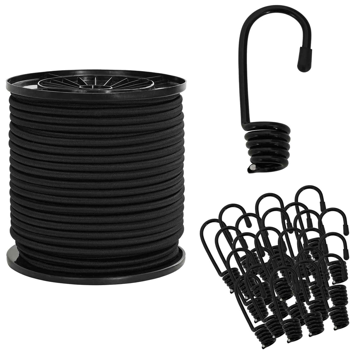 Bungee Snore med Krog 4 mm Sort PP og gummi