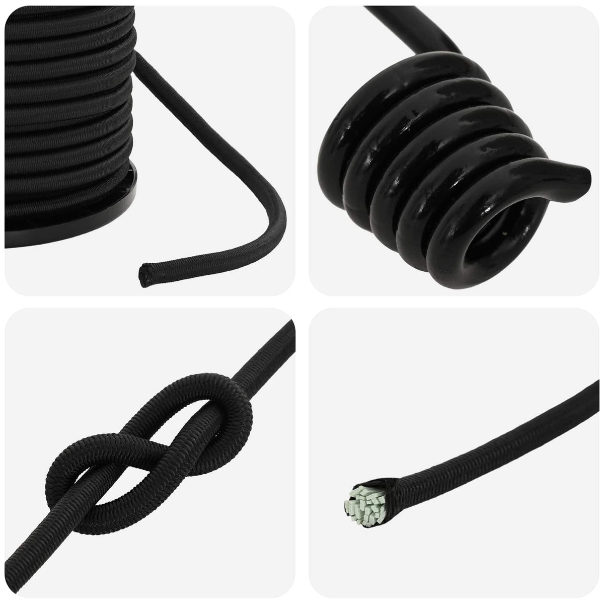 Bungee Snore med Krog 4 mm Sort PP og gummi