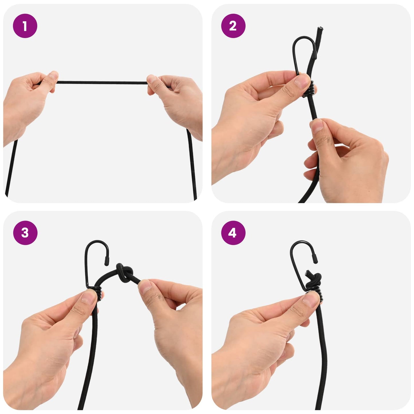 Bungee Snore med Krog 4 mm Sort PP og gummi