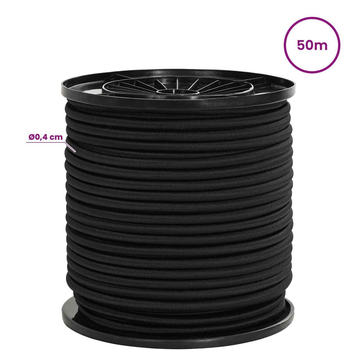 Bungee Snore med Krog 4 mm Sort PP og gummi
