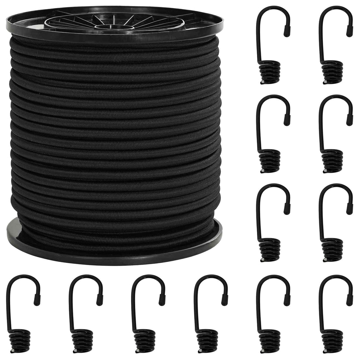 Bungee Snore med Krog 6 mm Sort PP og gummi
