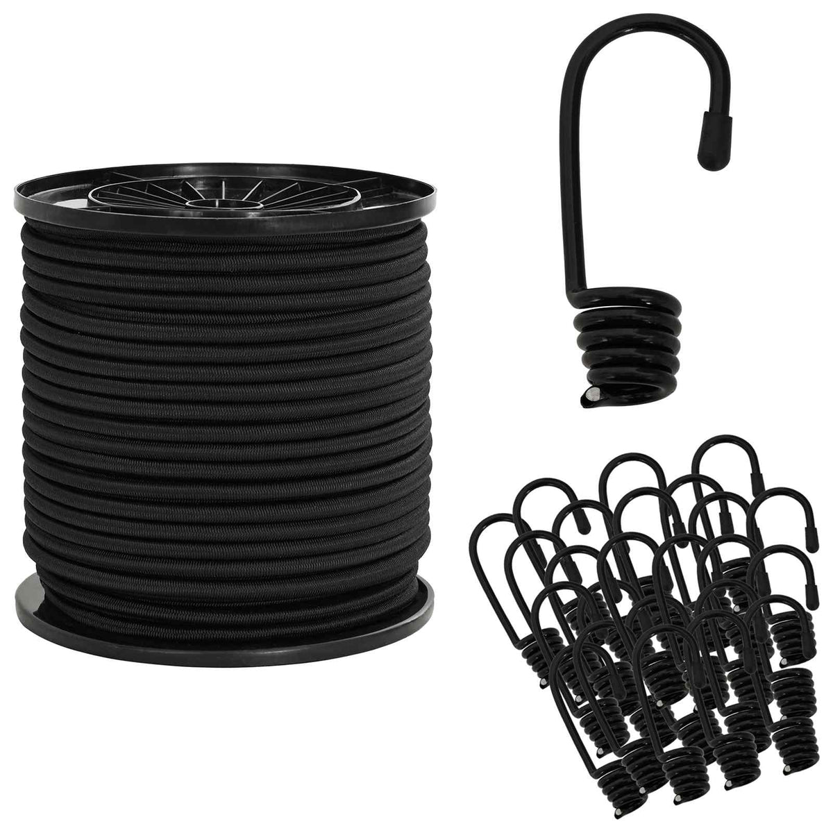Bungee Snore med Krog 6 mm Sort PP og gummi