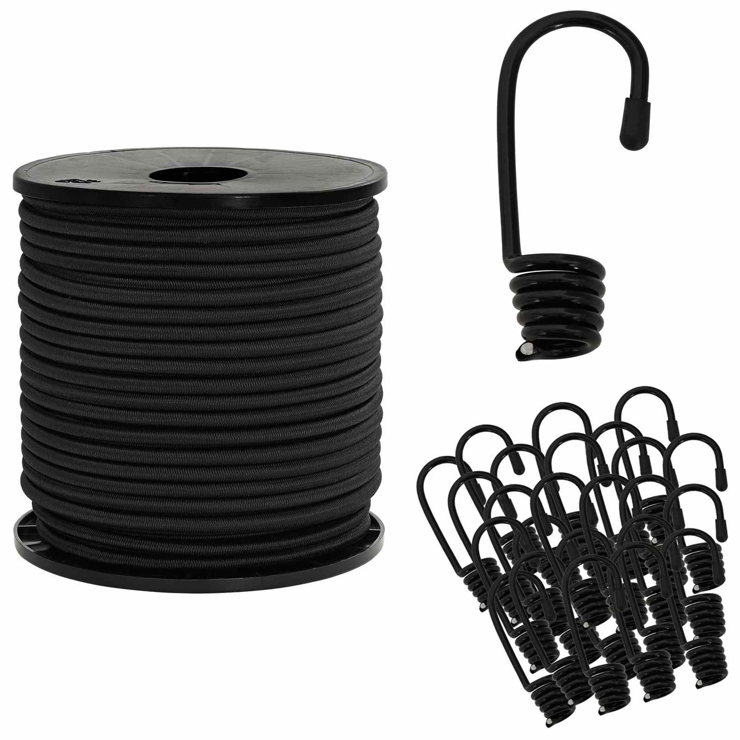 Bungee Snore med Krog 6 mm Sort PP og gummi