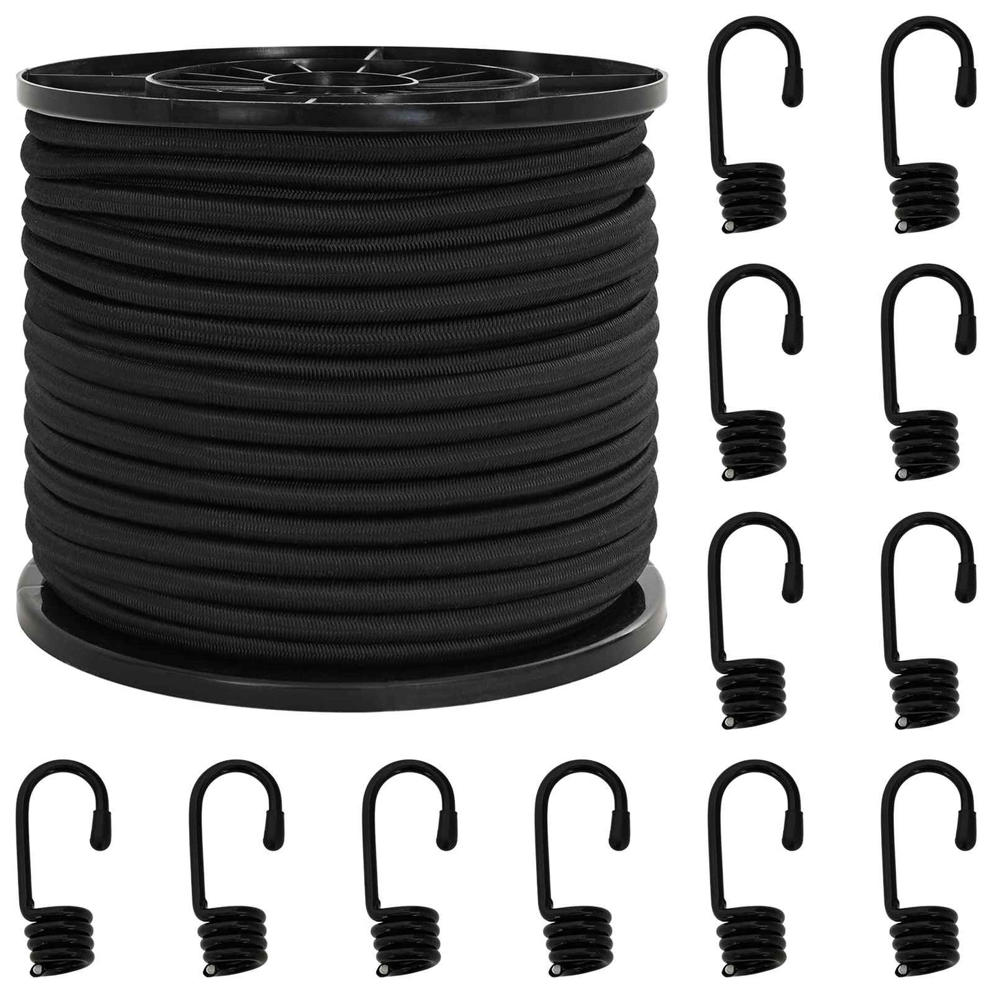 Bungee Snore med Krog 8 mm Sort PP og gummi