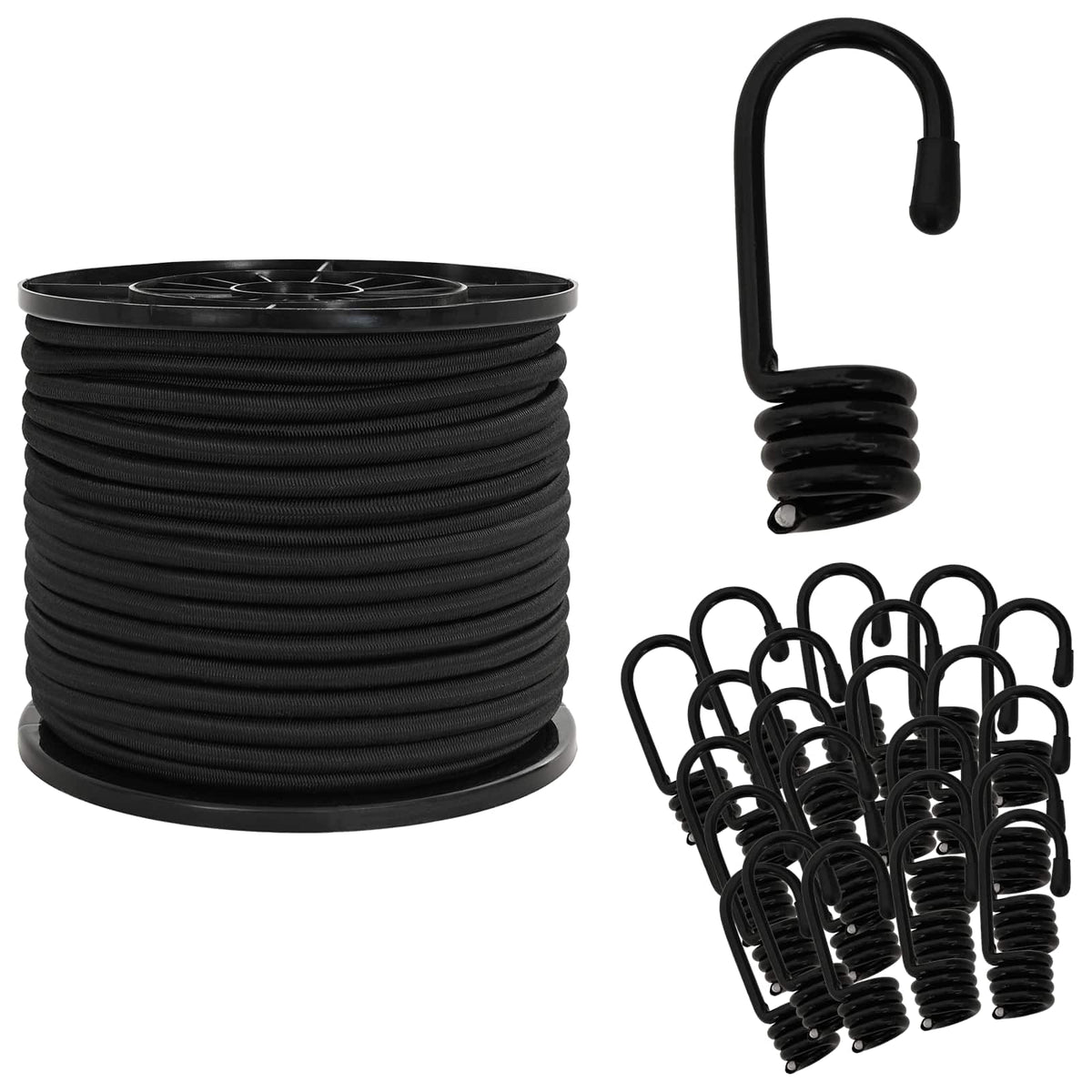 Bungee Snore med Krog 8 mm Sort PP og gummi