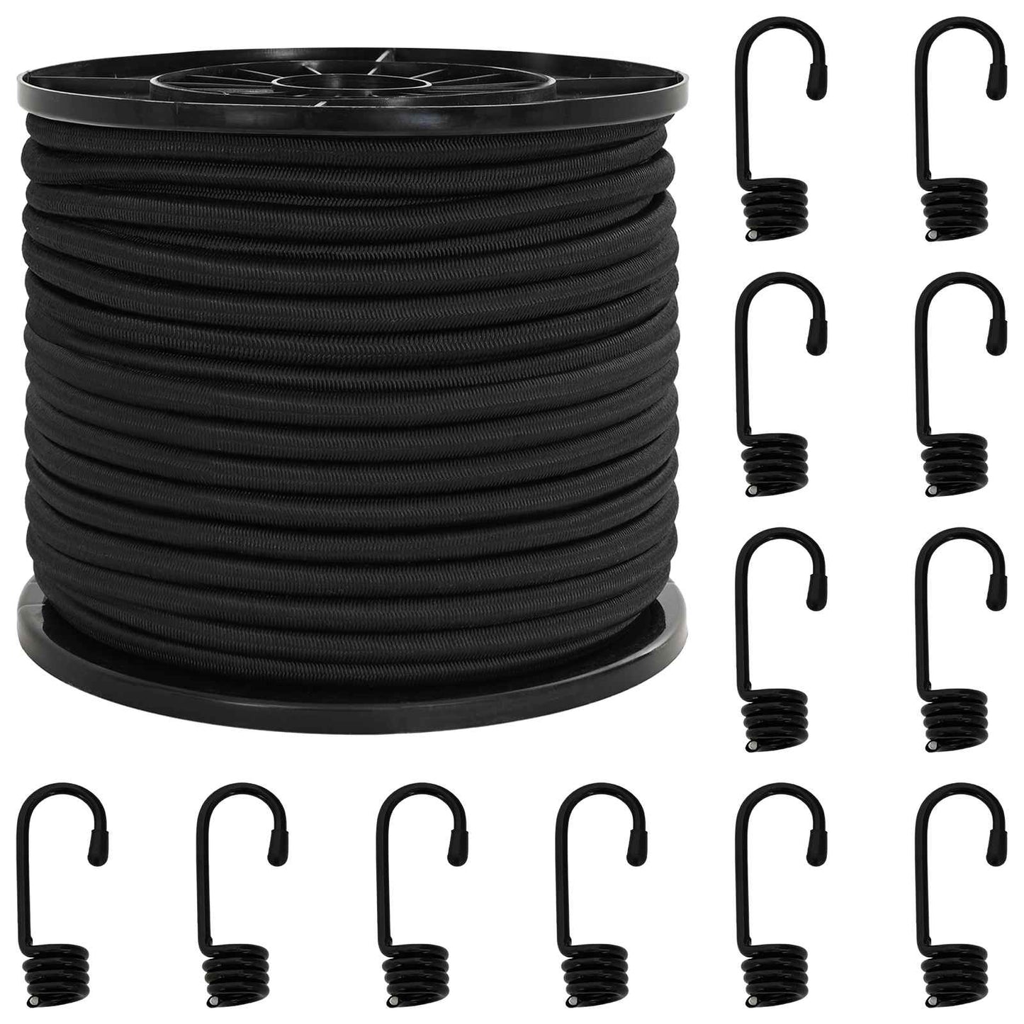 Bungee Snore med Krog 10 mm Sort PP og gummi