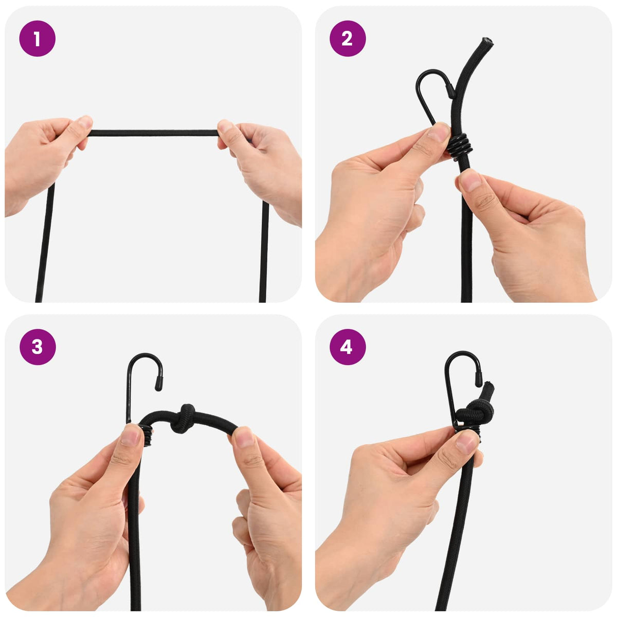 Bungee Snore med Krog 10 mm Sort PP og gummi