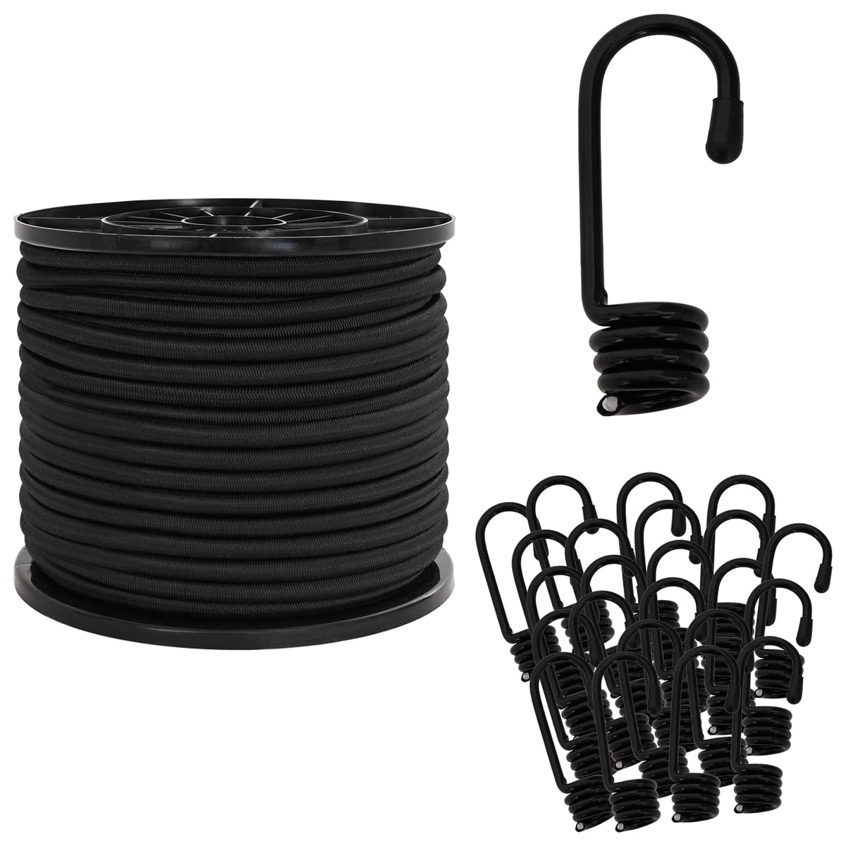 Bungee Snore med Krog 10 mm Sort PP og gummi