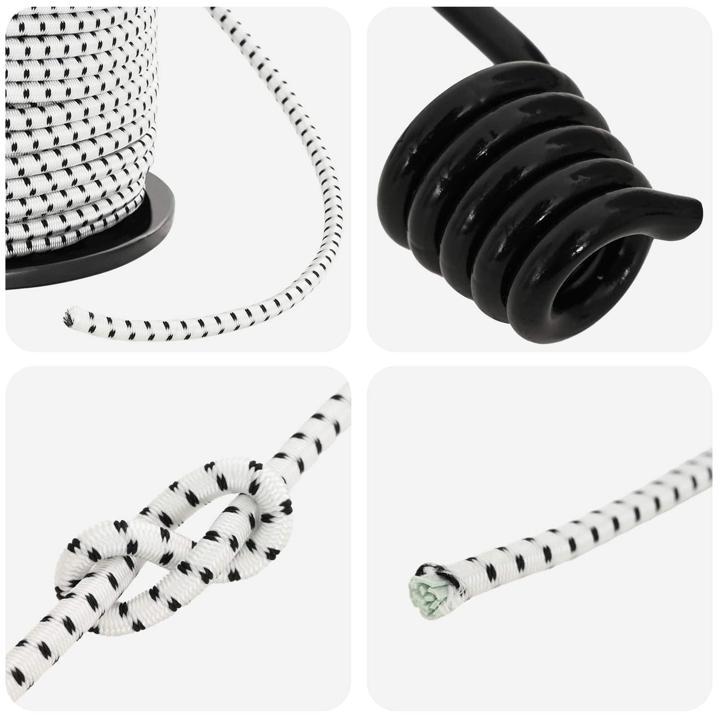 Bungee Snore med Krog 4 mm Sort og Hvid PP og gummi