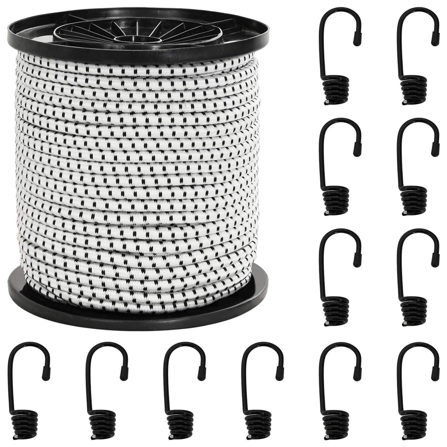Bungee Snore med Krog 4 mm Sort og Hvid PP og gummi