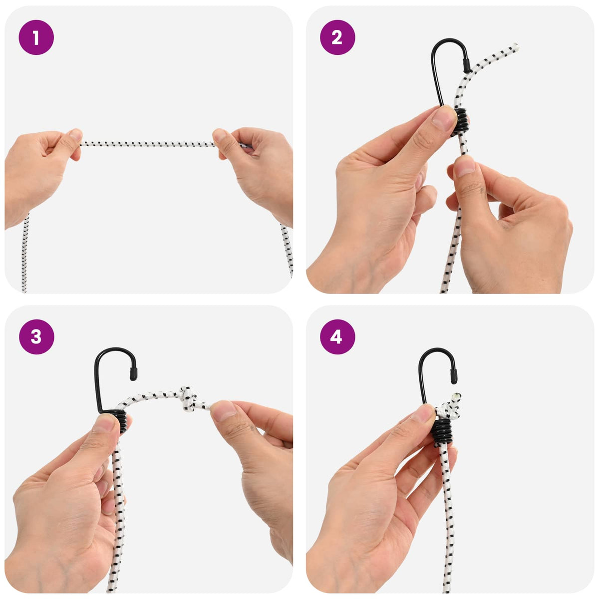Bungee Snore med Krog 4 mm Sort og Hvid PP og gummi