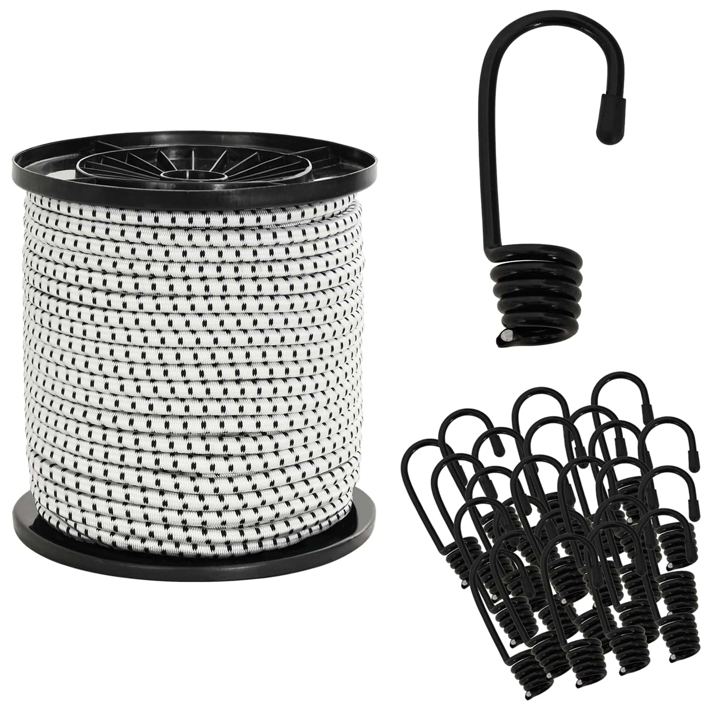 Bungee Snore med Krog 4 mm Sort og Hvid PP og gummi