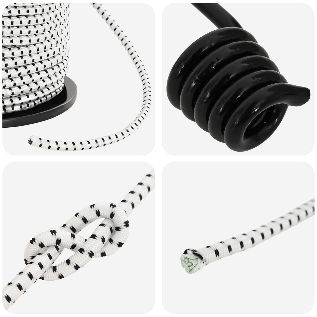 Bungee Snore med Krog 4 mm Sort og Hvid PP og gummi