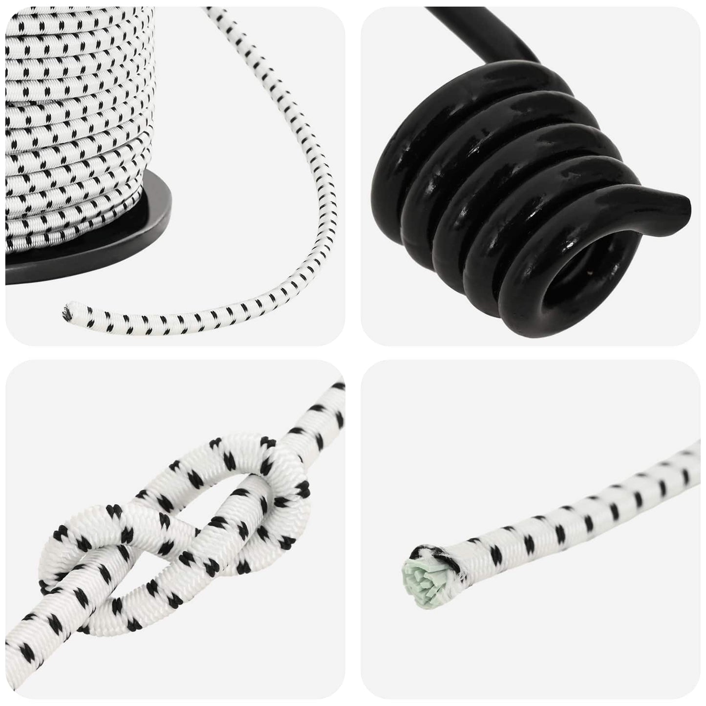 Bungee Snore med Krog 6 mm Sort og Hvid PP og gummi