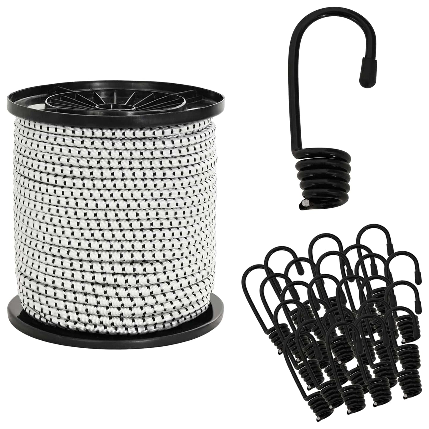 Bungee Snore med Krog 6 mm Sort og Hvid PP og gummi