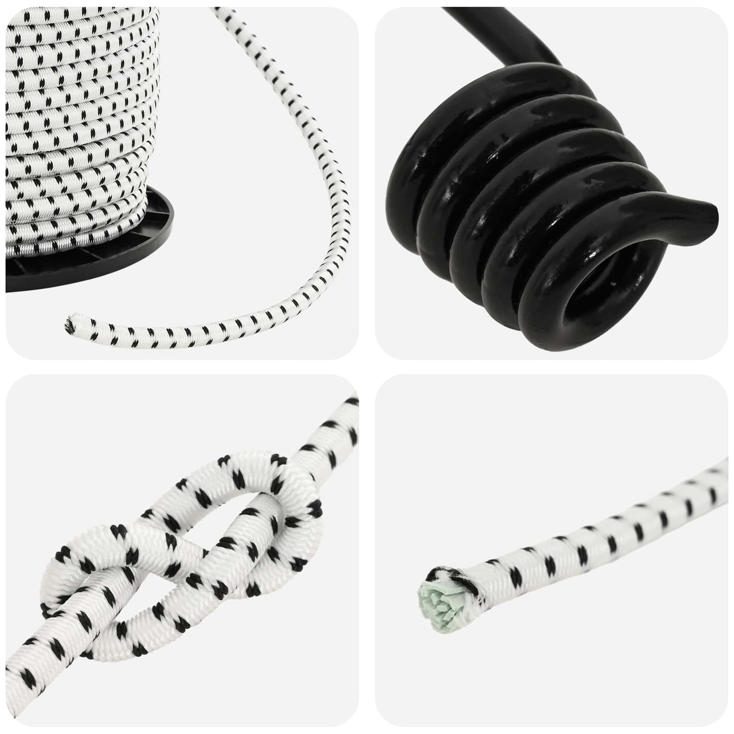 Bungee Snore med Krog 6 mm Sort og Hvid PP og gummi