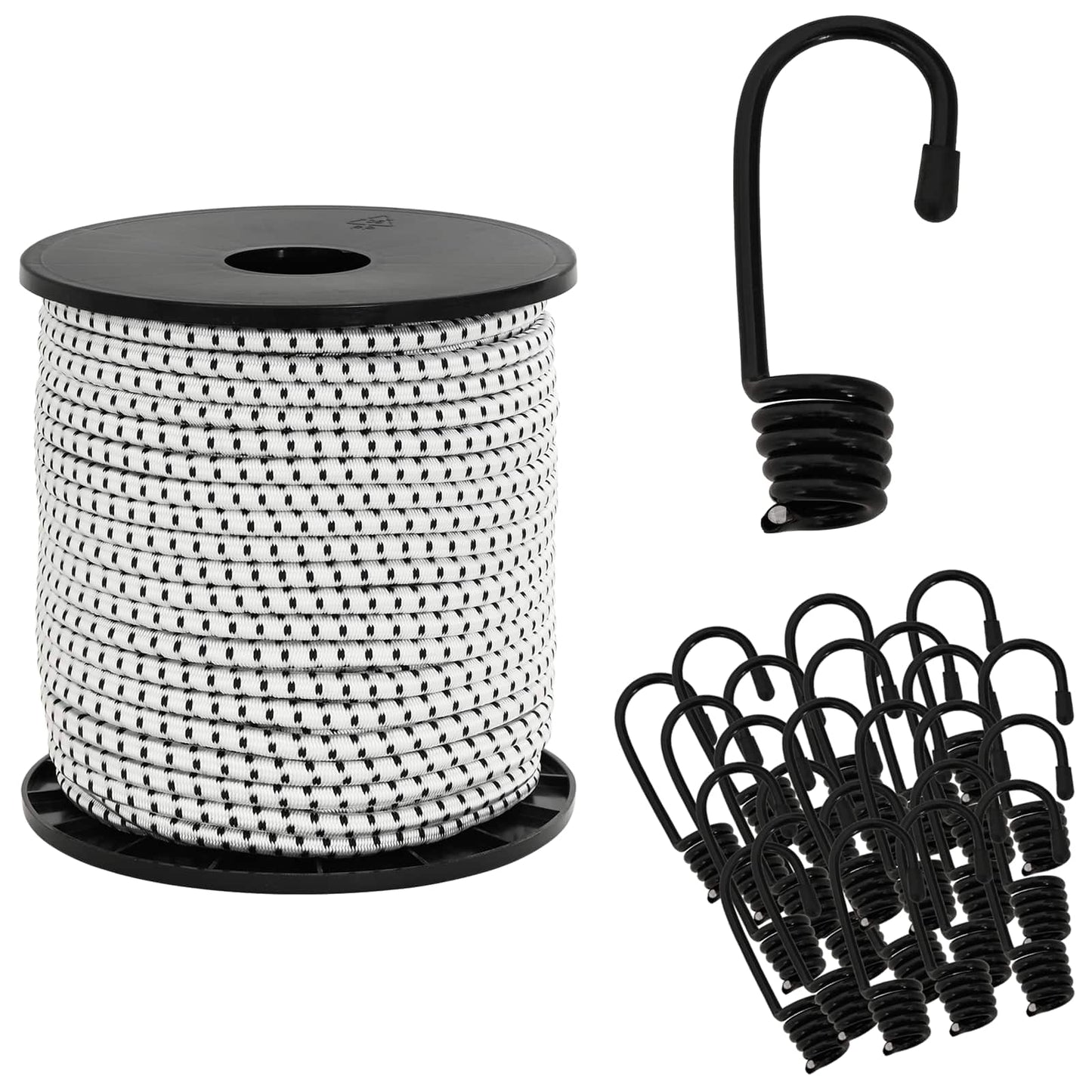 Bungee Snore med Krog 6 mm Sort og Hvid PP og gummi