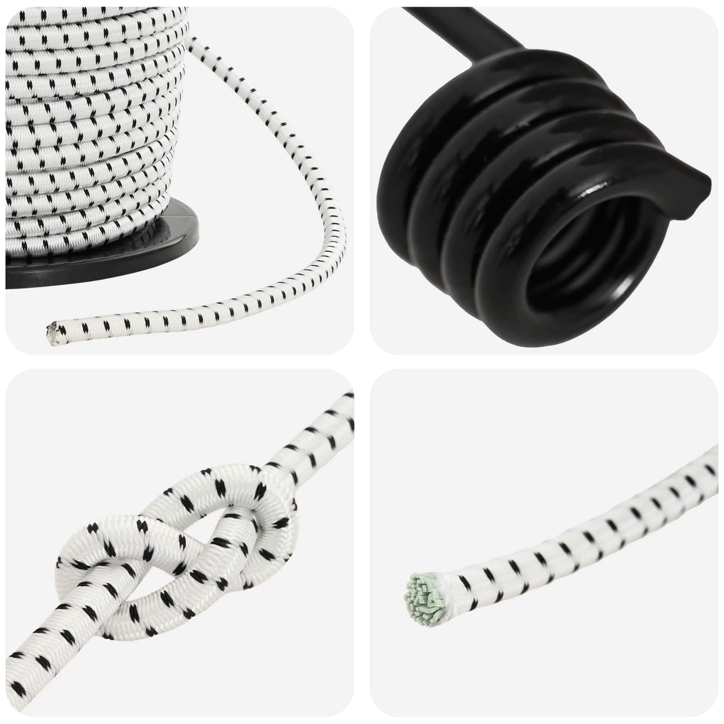 Bungee Snore med Krog 8 mm Sort og Hvid PP og gummi