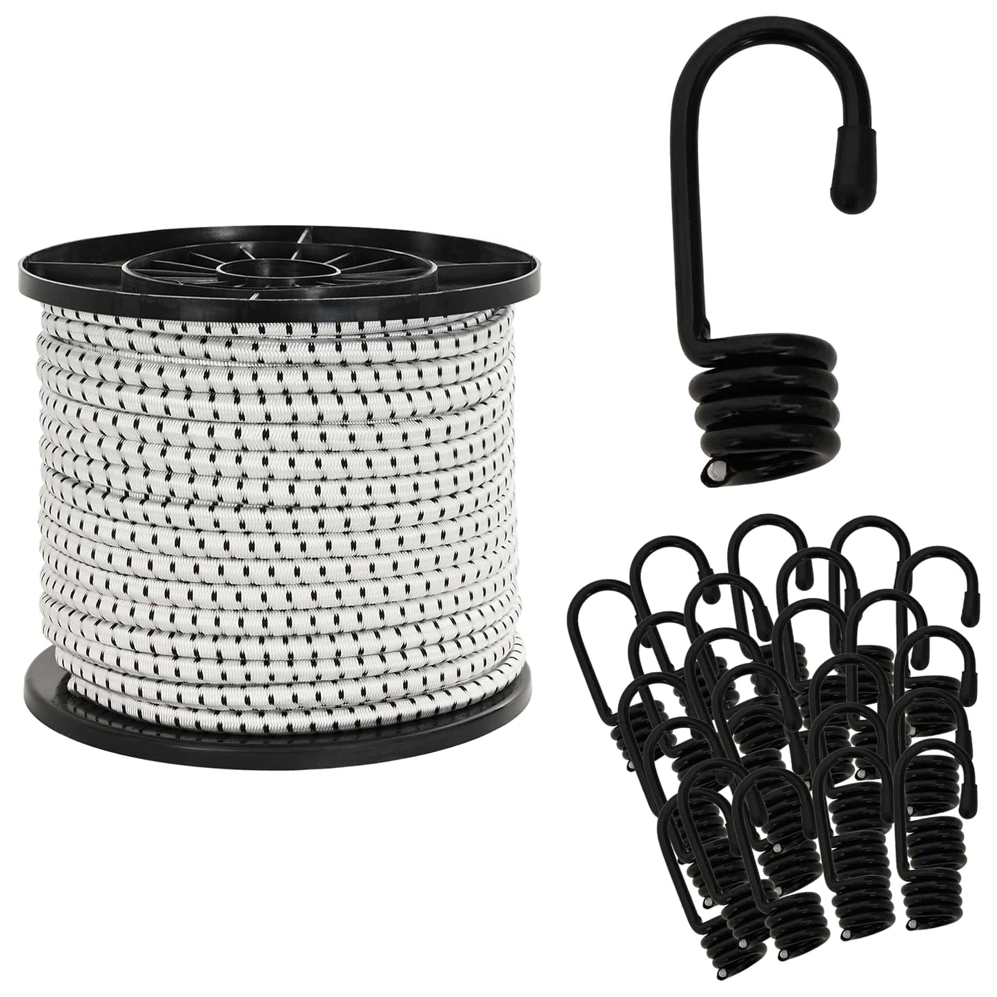 Bungee Snore med Krog 8 mm Sort og Hvid PP og gummi