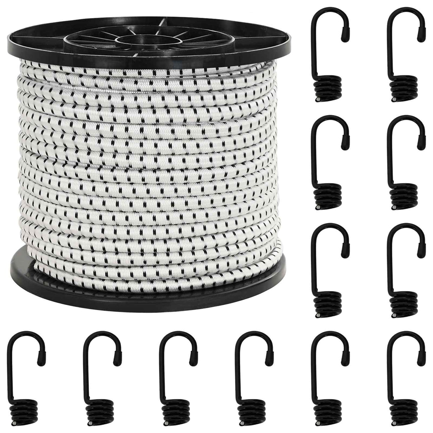 Bungee Snore med Krog 10 mm Sort og Hvid PP og gummi