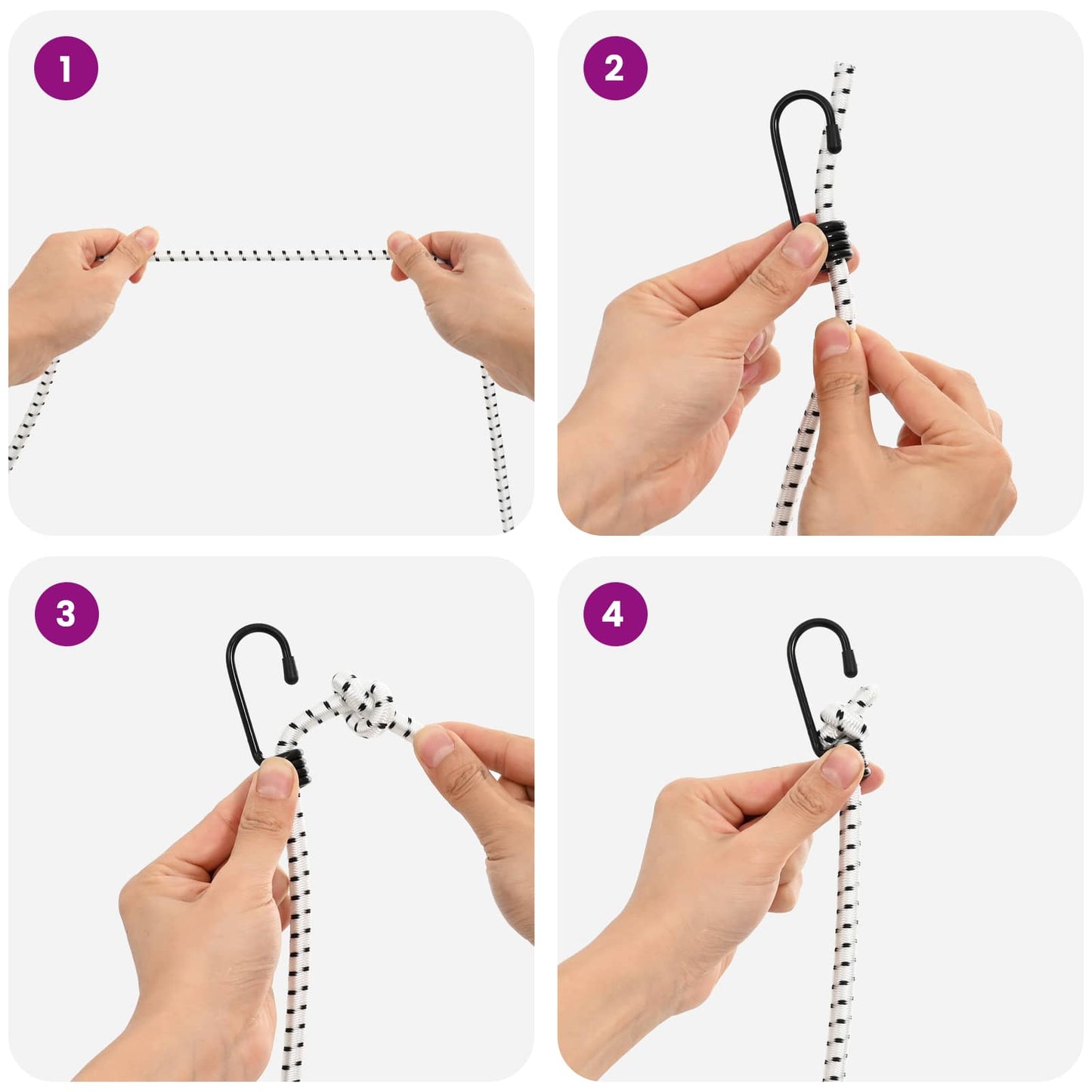 Bungee Snore med Krog 10 mm Sort og Hvid PP og gummi