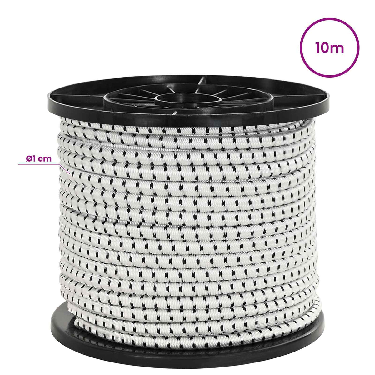 Bungee Snore med Krog 10 mm Sort og Hvid PP og gummi