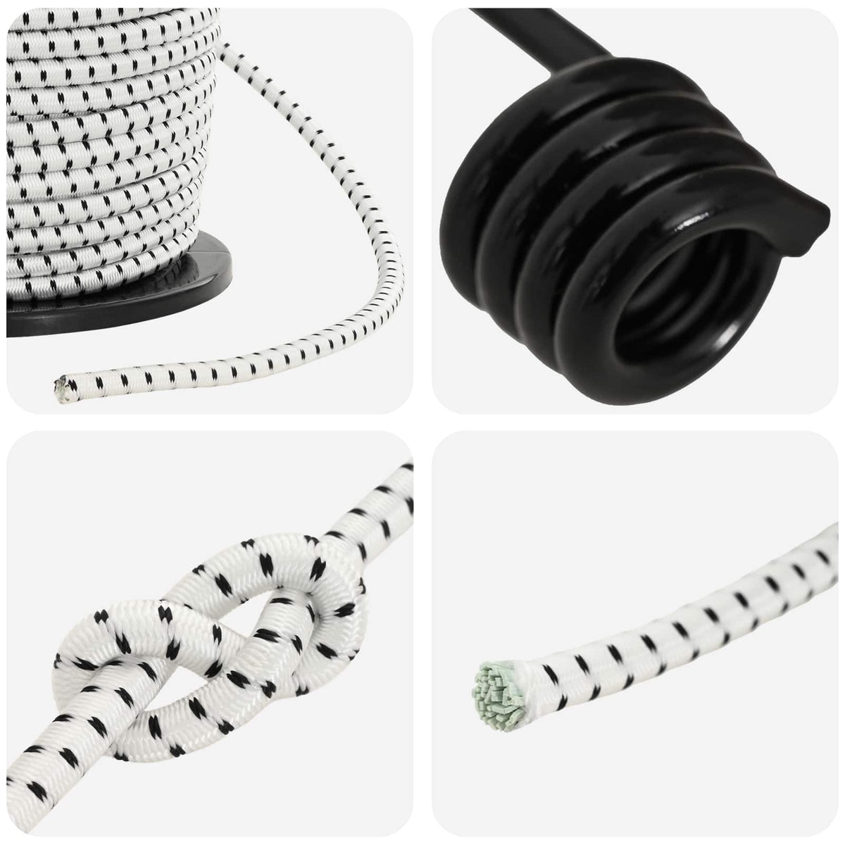Bungee Snore med Krog 10 mm 50 m Sort og Hvid PP og gummi