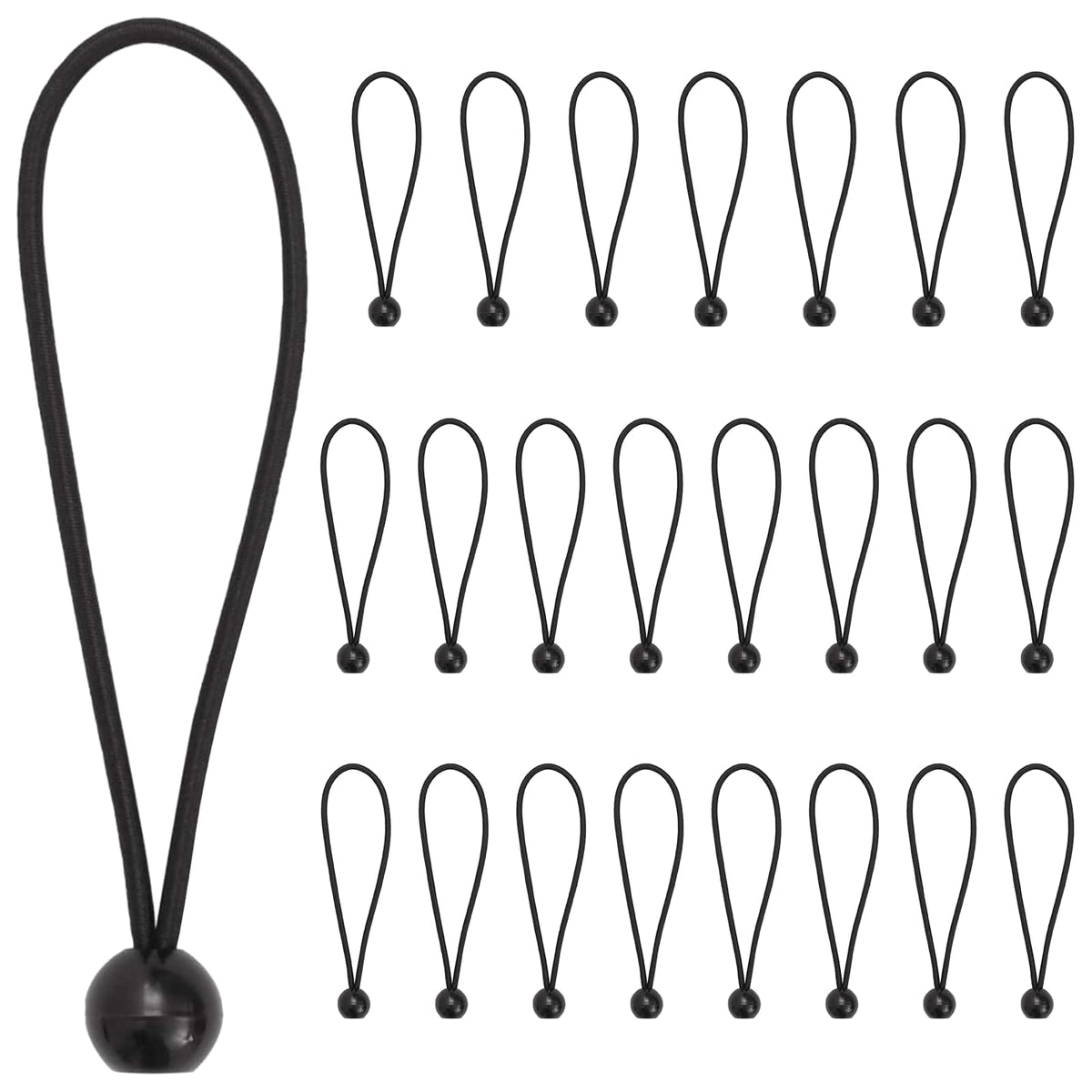 Bungee Snore med Bolde 24 stk. Sort 4 mm x 22 cm Polypropylen