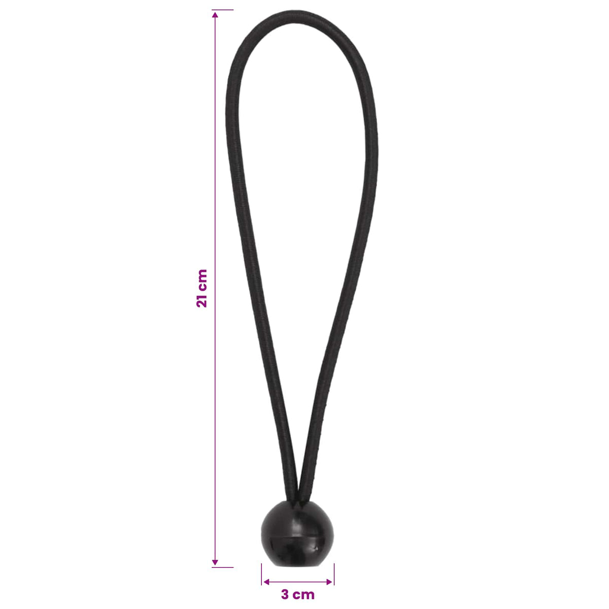 Bungee Snore med Bolde 24 stk. Sort 4 mm x 22 cm Polypropylen