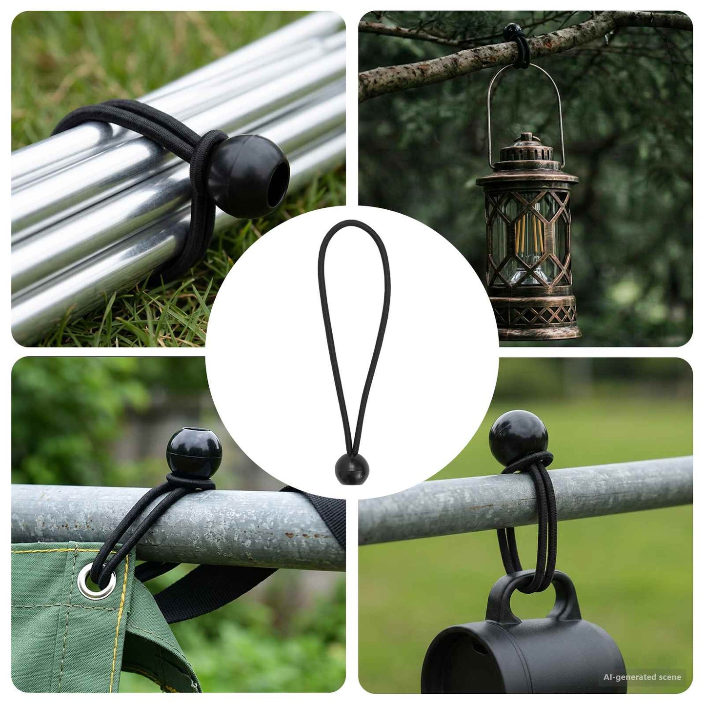 Bungee Snore med Bolde 100 stk. Sort 4 mm x 22 cm Polypropylen