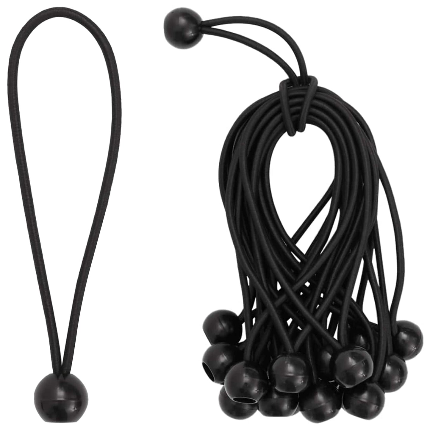 Bungee Snore med Bolde 100 stk. Sort 4 mm x 22 cm Polypropylen