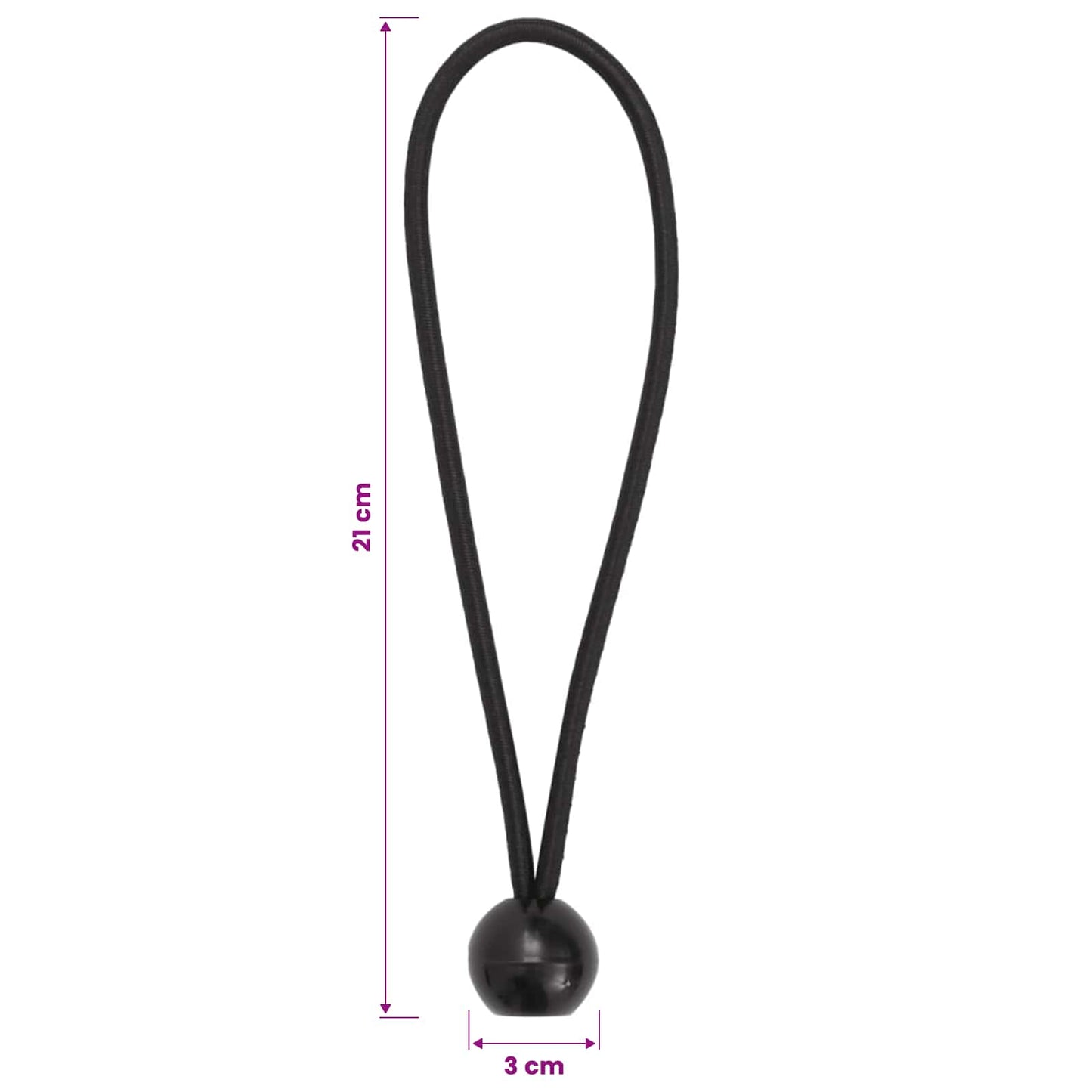 Bungee Snore med Bolde 100 stk. Sort 4 mm x 22 cm Polypropylen
