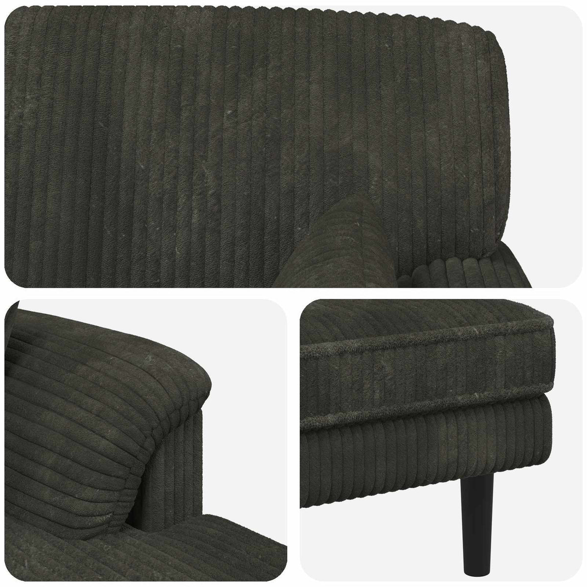 Chaiselong Antracit Corduroy stof