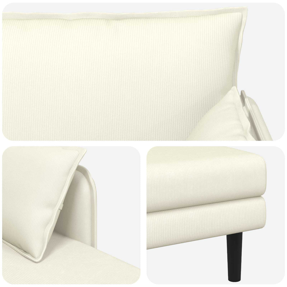 Overdimensioneret chaiselong Cremefarvet Corduroy stof