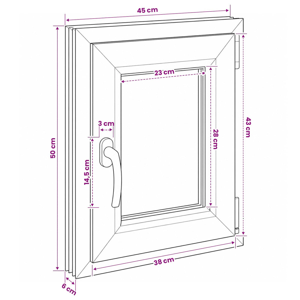 Kældervindue RISOR 50 x 55 cm PVC og glas