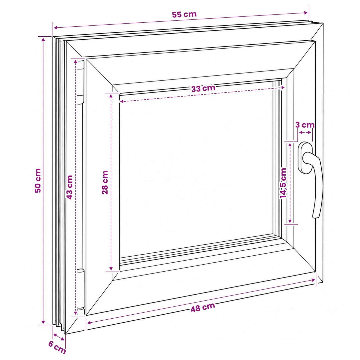 Kældervindue RISOR 55 x 50 cm PVC og glas