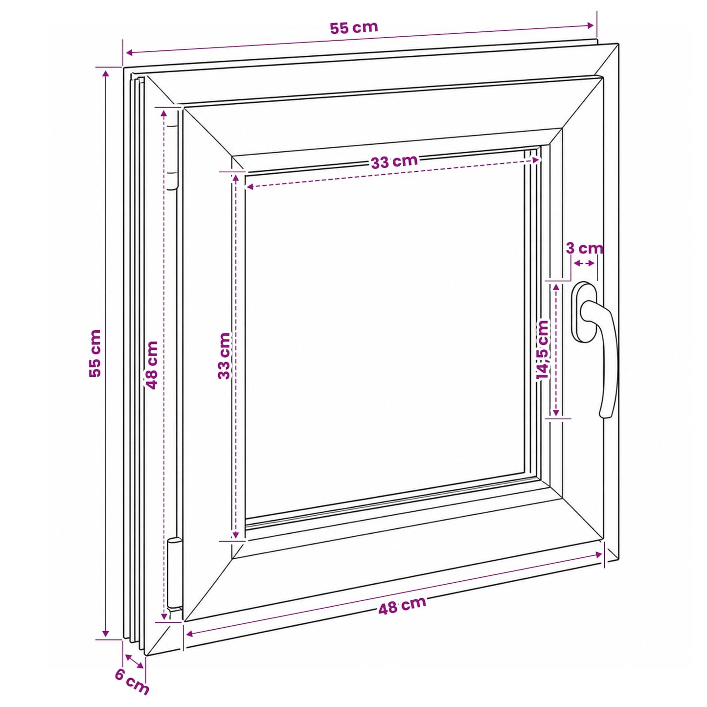Kældervindue RISOR 55 x 55 cm PVC og glas