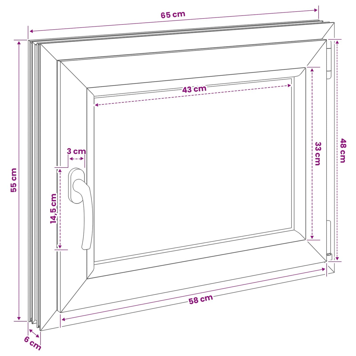 Kældervindue RISOR 50 x 55 cm PVC og glas