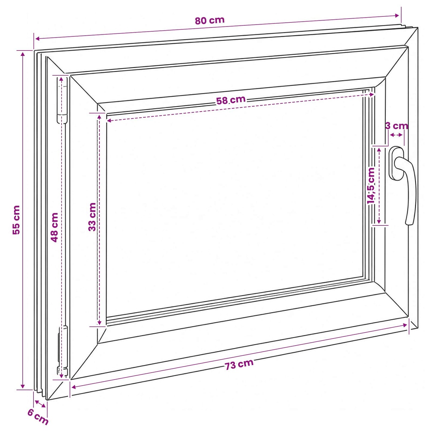 Kældervindue RISOR 80 x 55 cm PVC og glas