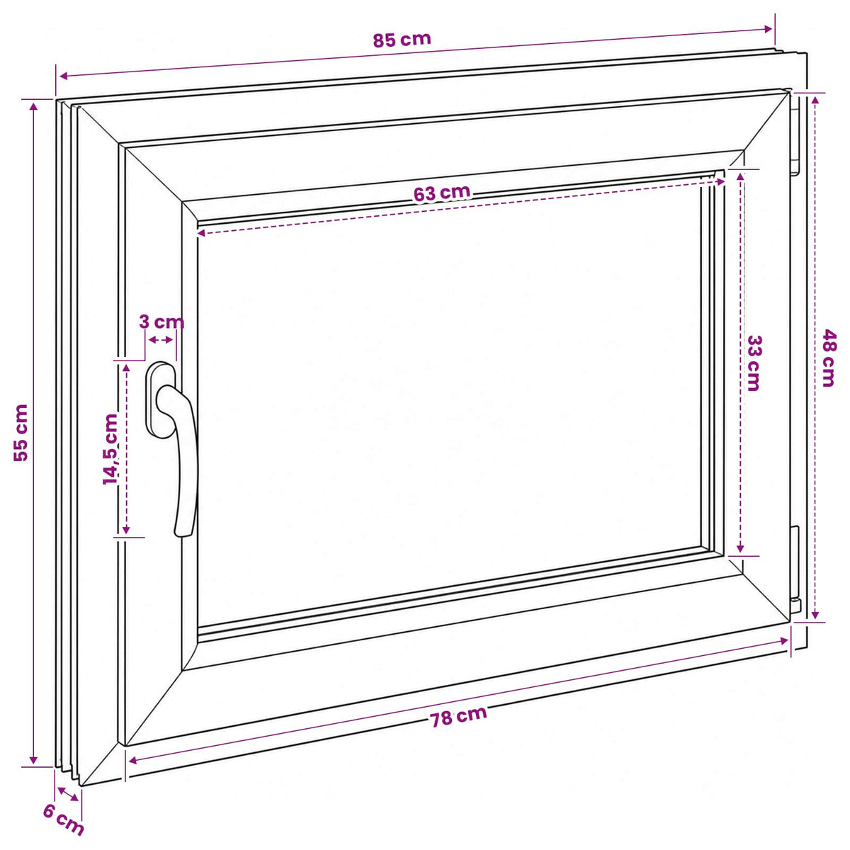 Kældervindue RISOR 50 x 55 cm PVC og glas