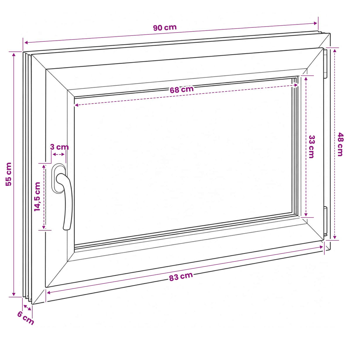 Kældervindue RISOR 90 x 55 cm PVC og glas