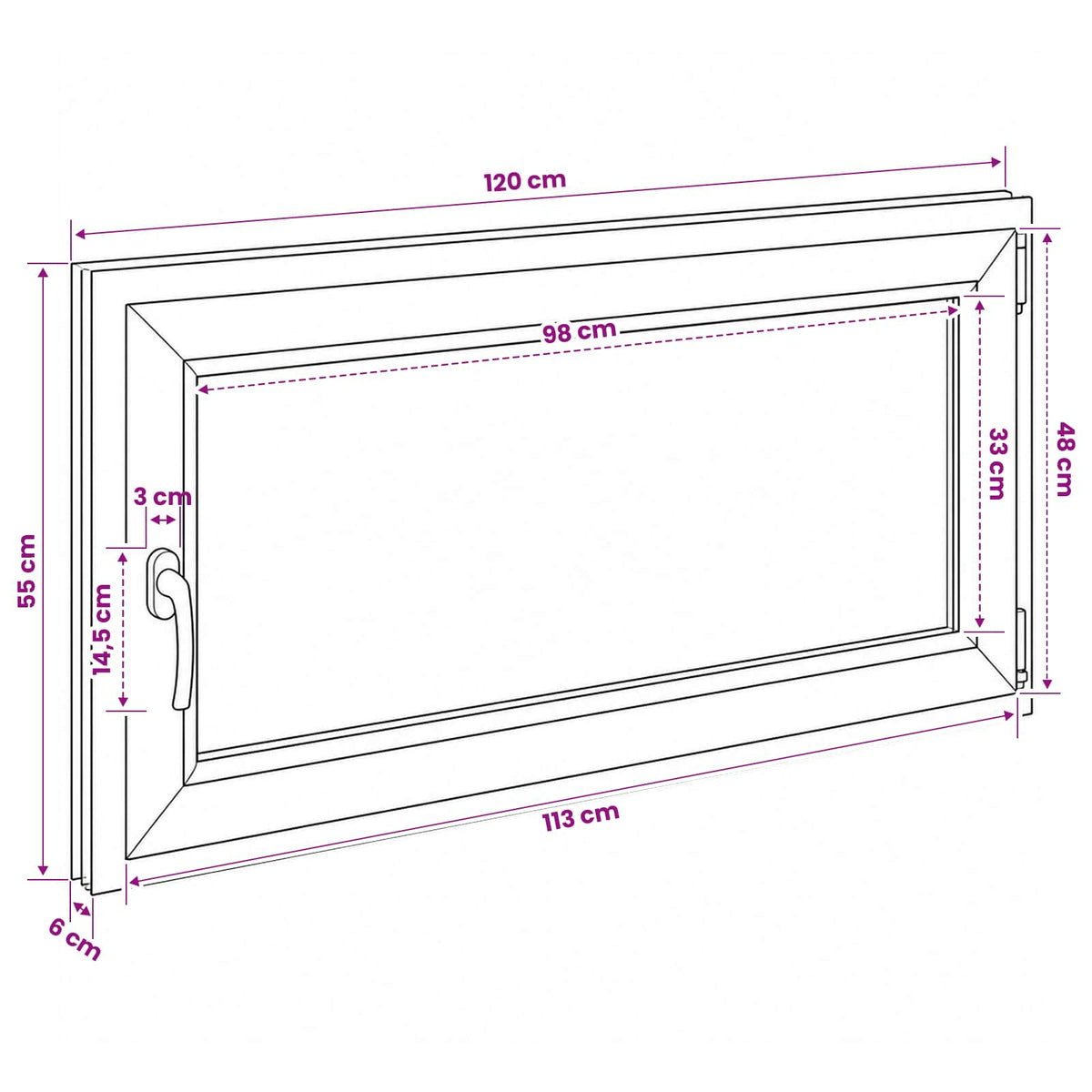 Kældervindue RISOR 50 x 55 cm PVC og glas